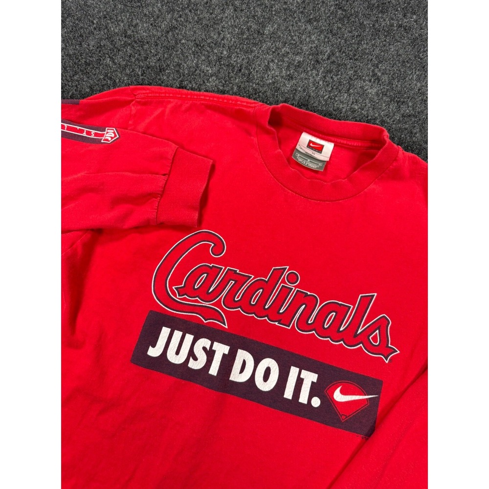Vintage 90s Nike Team St Louis Cardinals Just Do It Long Sleeve Shirt M MLB